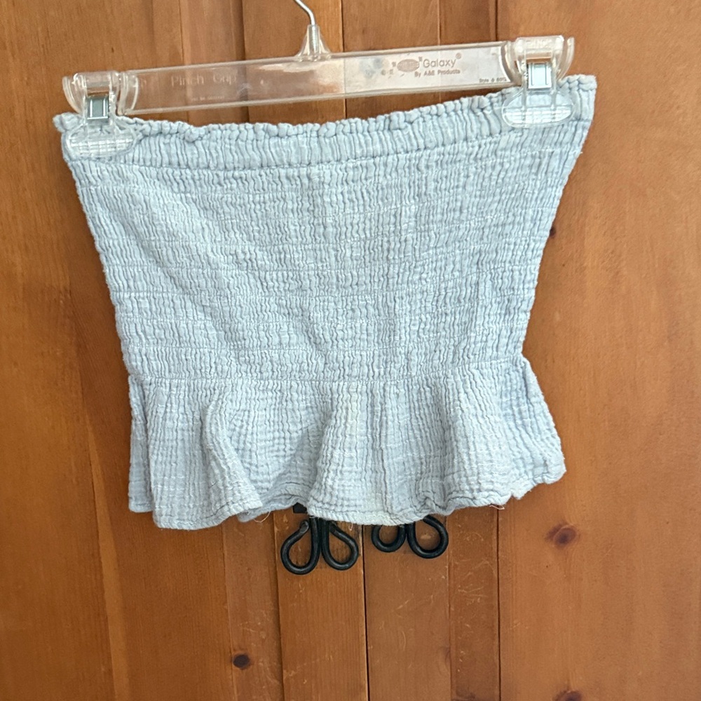 American Eagle Outfitters Light Blue Smocked Crop Top